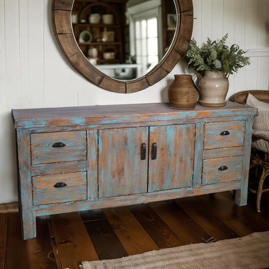 Stone Hill Turquoise 2 Door/4 Drawer Console