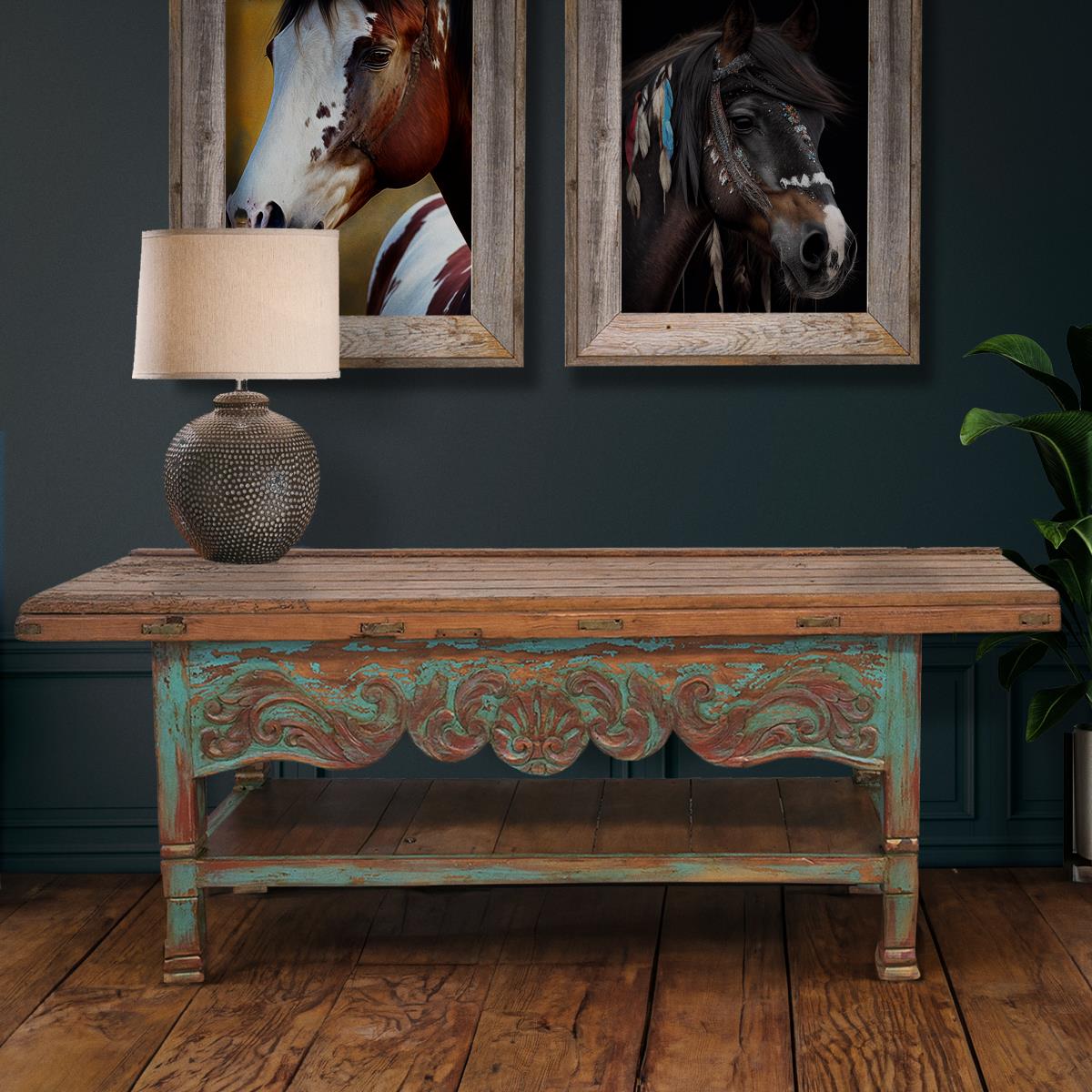 Eagle Draw Console With Verdigris Wash Finish