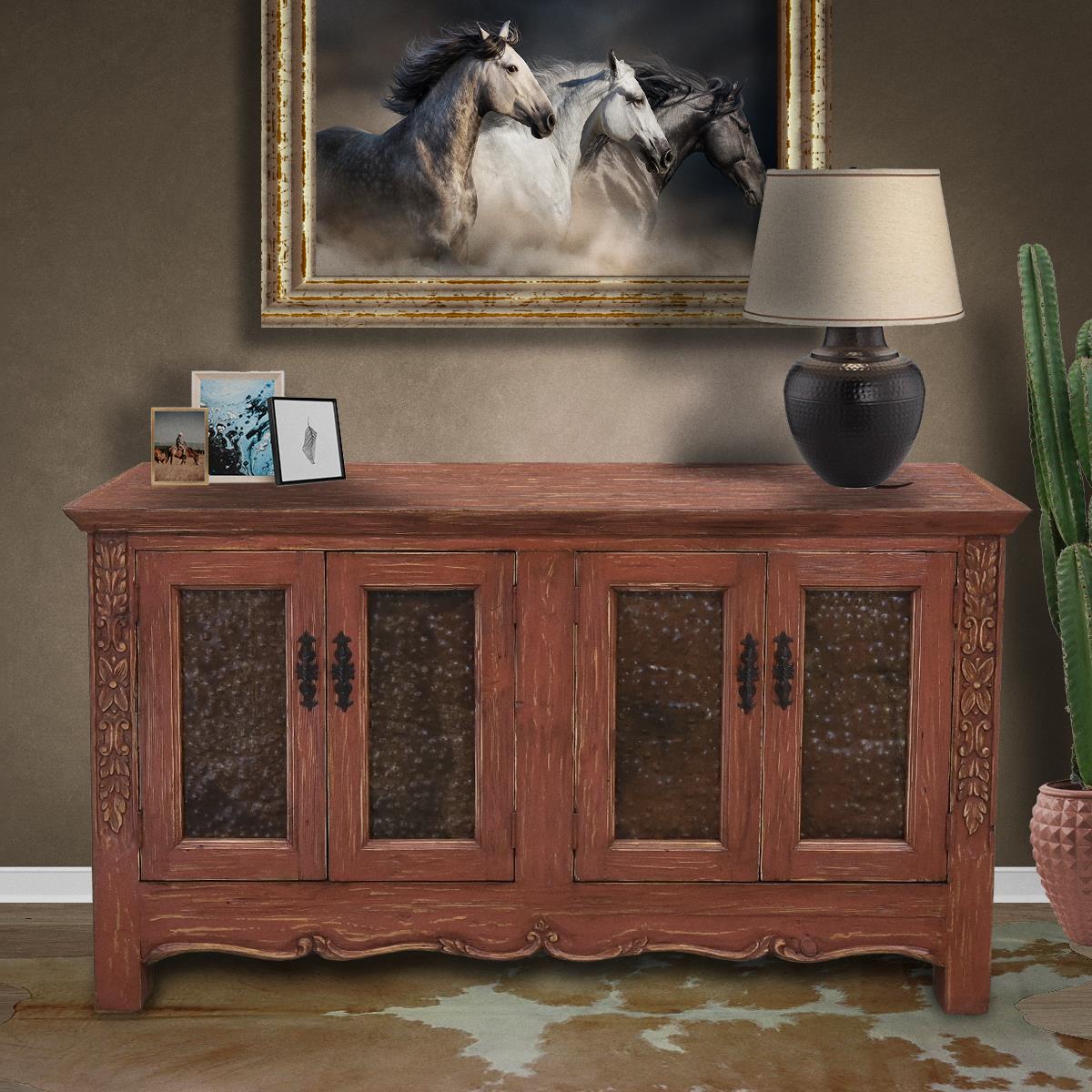 Coyote Draw Console / Buffet With Red Finish