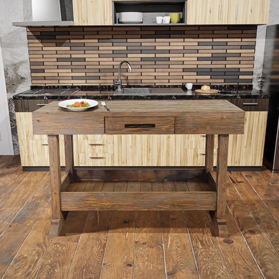 Twin Ridge Wood Kitchen Island With Pot Storage Base And Cutlery Drawer