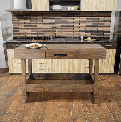 Twin Ridge Wood Kitchen Island With Pot Storage Base And Cutlery Drawer