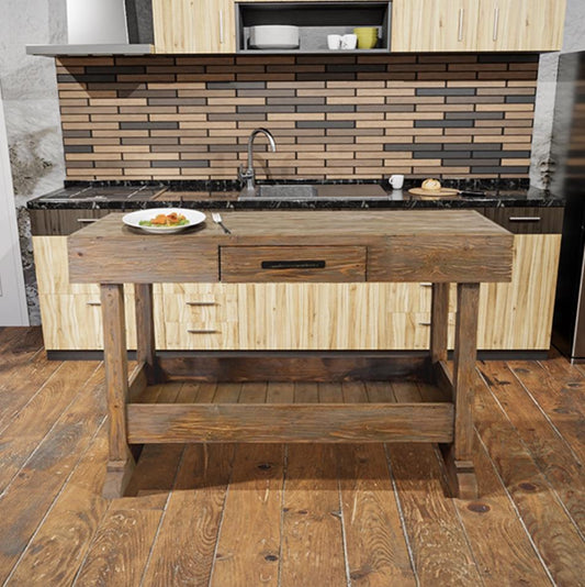 Twin Ridge Wood Kitchen Island With Pot Storage Base And Cutlery Drawer