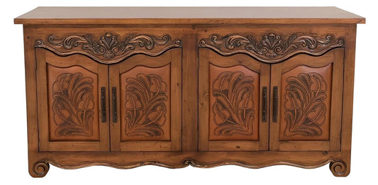 Karnes Basin Buffet With Tooled Leather Padded Door Inserts