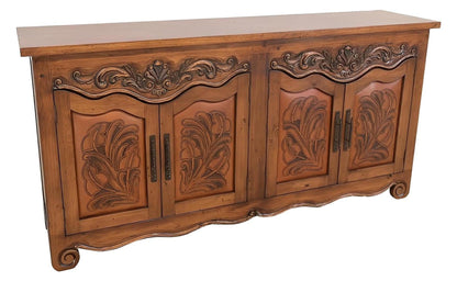 Karnes Basin Buffet With Tooled Leather Padded Door Inserts