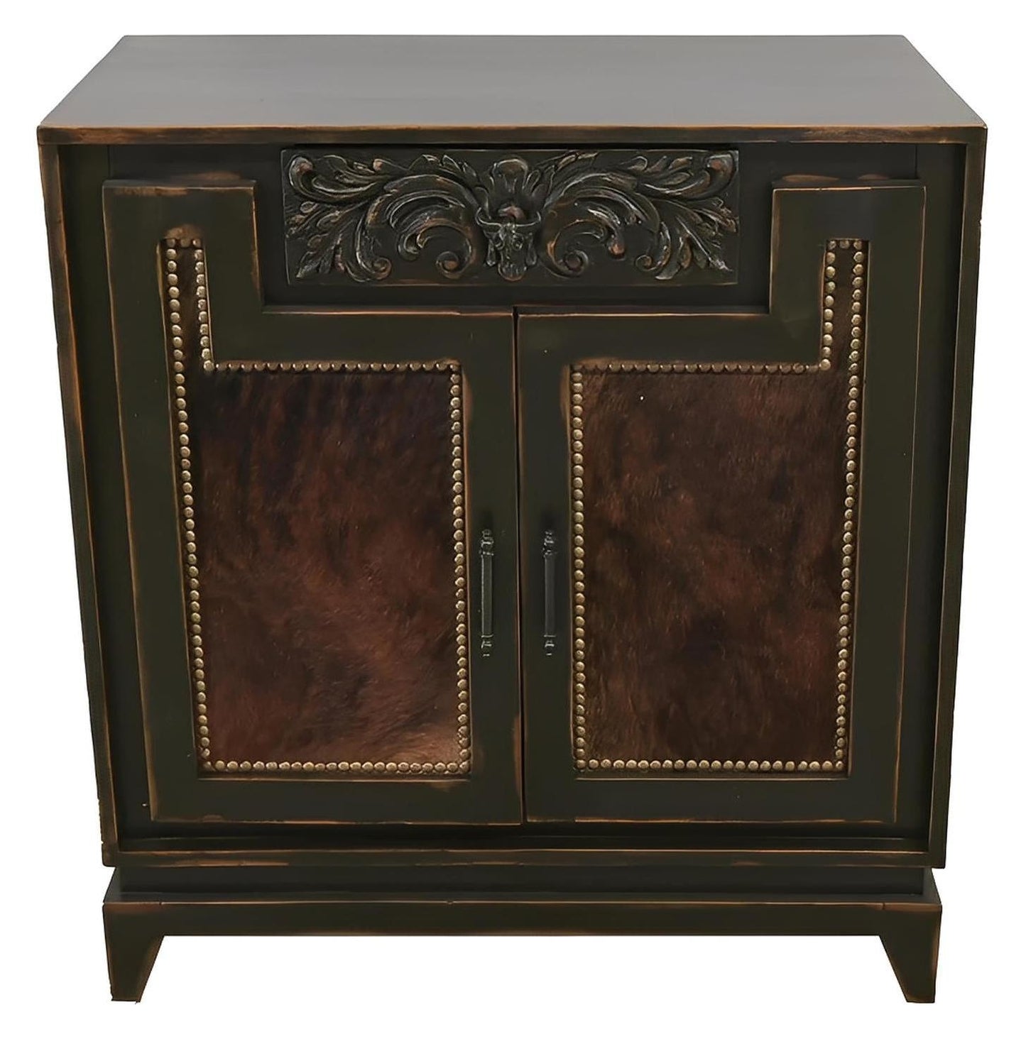 San Saba Basin Two-Door Utility Cabinet With Brindle Cowhide Panels