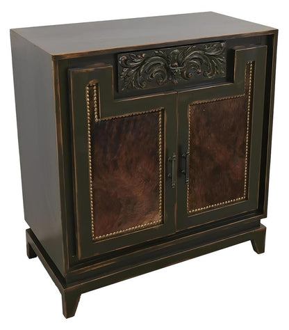 San Saba Basin Two-Door Utility Cabinet With Brindle Cowhide Panels