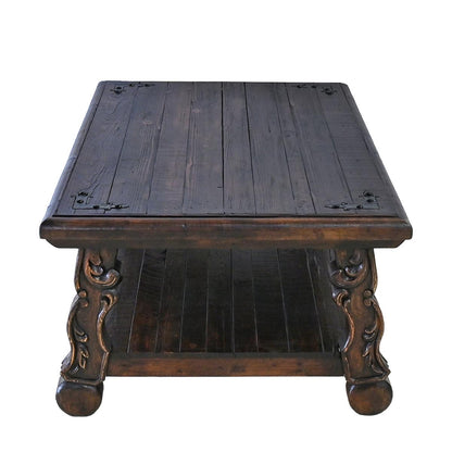 Granada Noir Hacienda Dark Wood & Iron-Hinge Coffee Table | 20 x 31.5 x 48