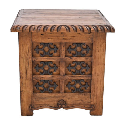 Mission Revival Wooden End Tables (2-Pack) with Decorative Iron Accents