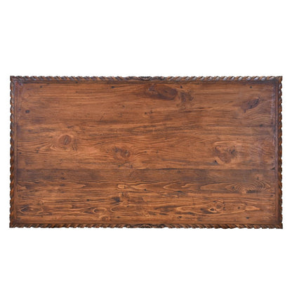 Mission Revival Wooden Coffee Table with Decorative Iron Accents | 20 x 30 x 54