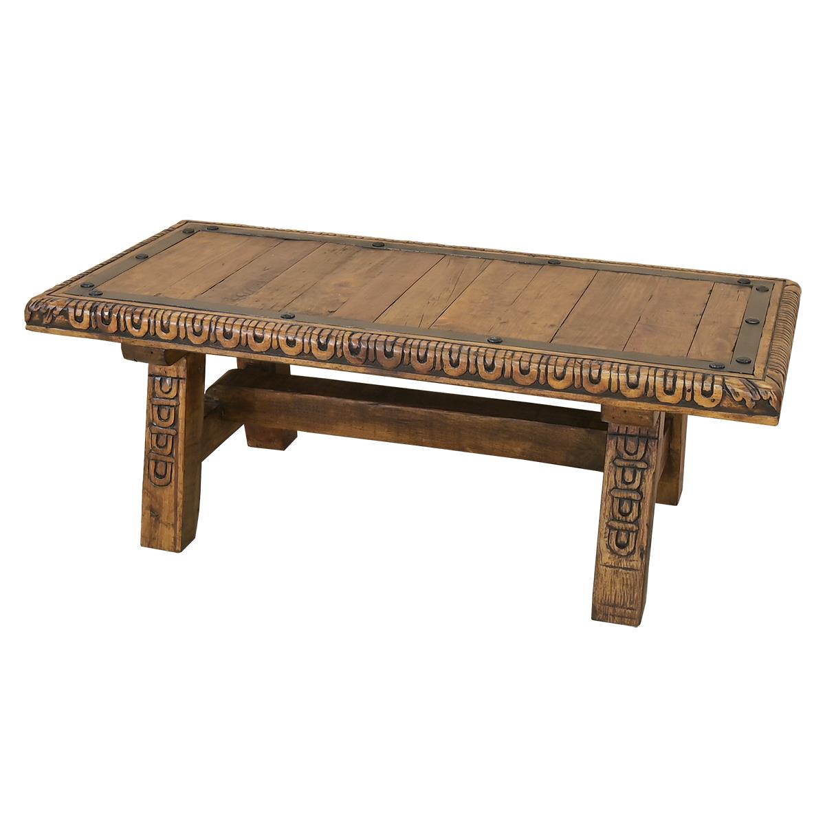 Santa Fe Ranch Carved Coffee Table | 26 x 26 x 54