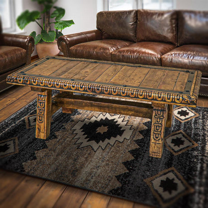 Santa Fe Ranch Carved Coffee Table | 26 x 26 x 54