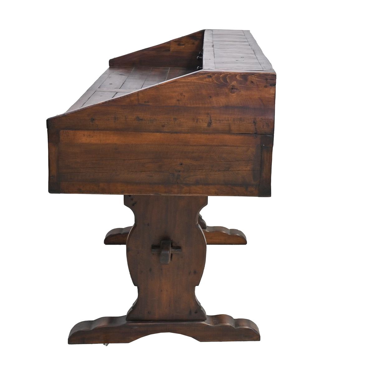 Border Creek Solid Wood Hand-Carved Drafting Desk / Table with Hutch Storage