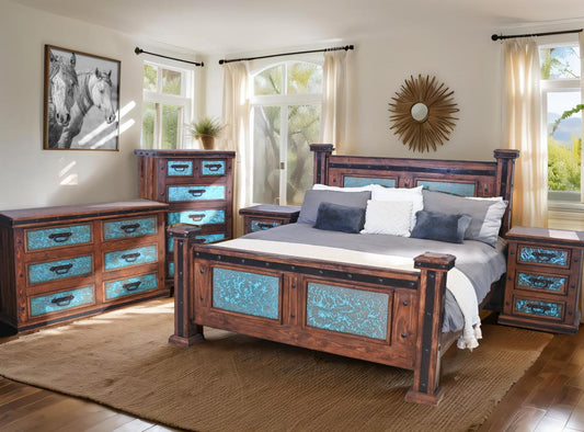 Tierra Turquesa - Turquoise Copper Bedroom Set - Includes Full Service Delivery