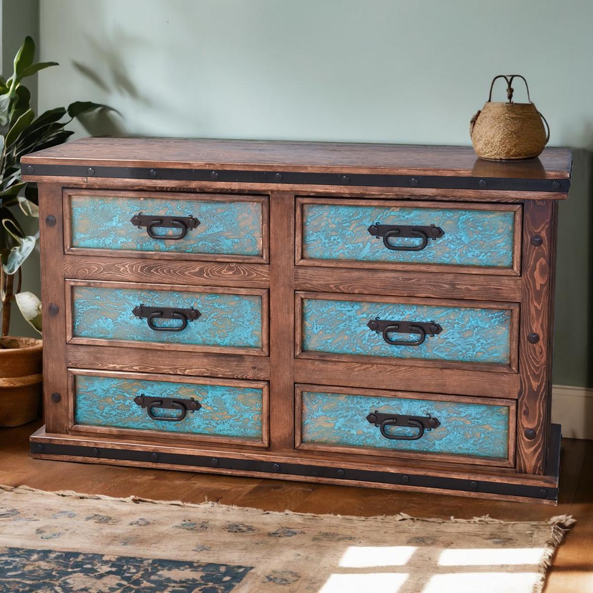 Tierra Turquesa Dresser With Turquoise Copper Panels