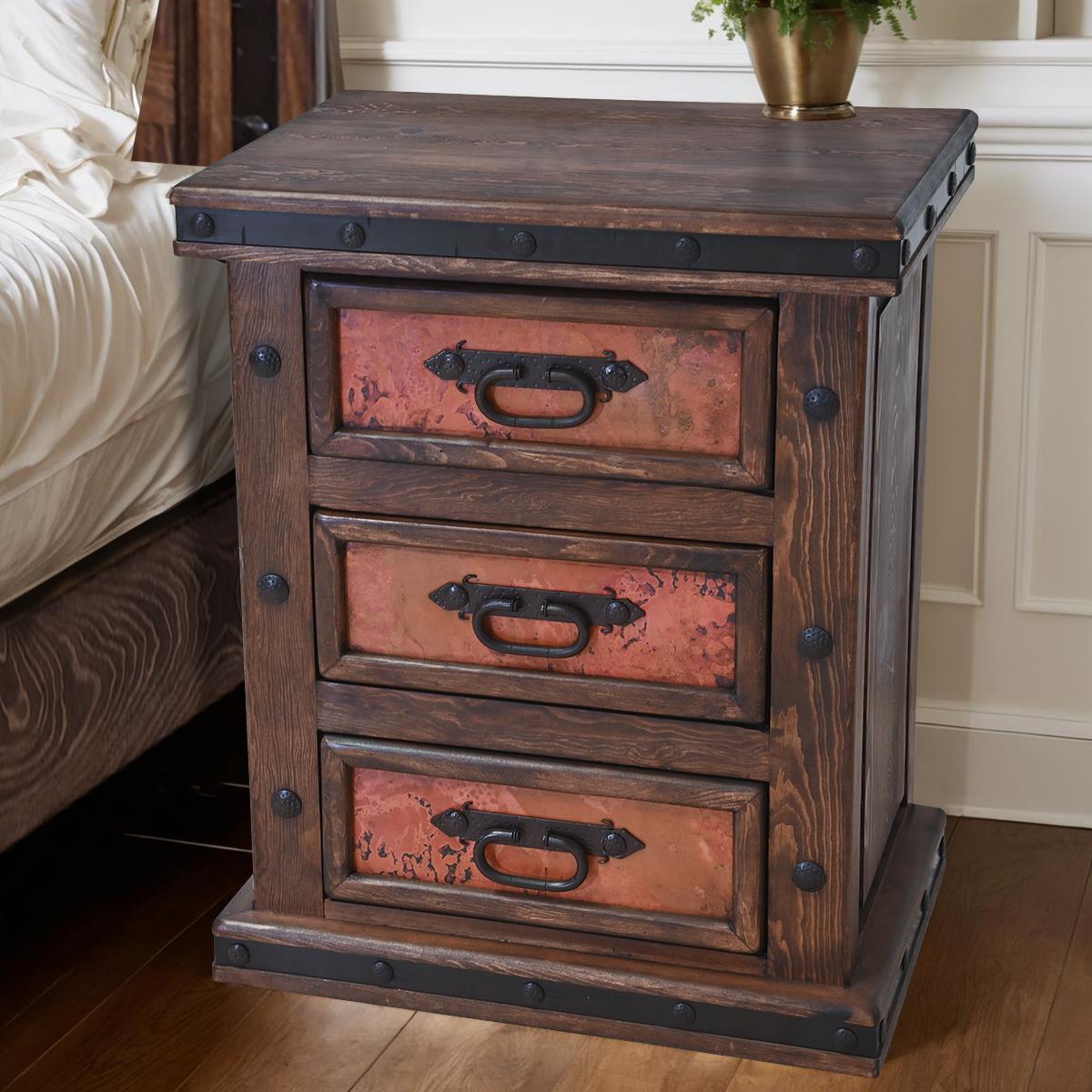 Tierra Roja Nightstand With Copper Panels
