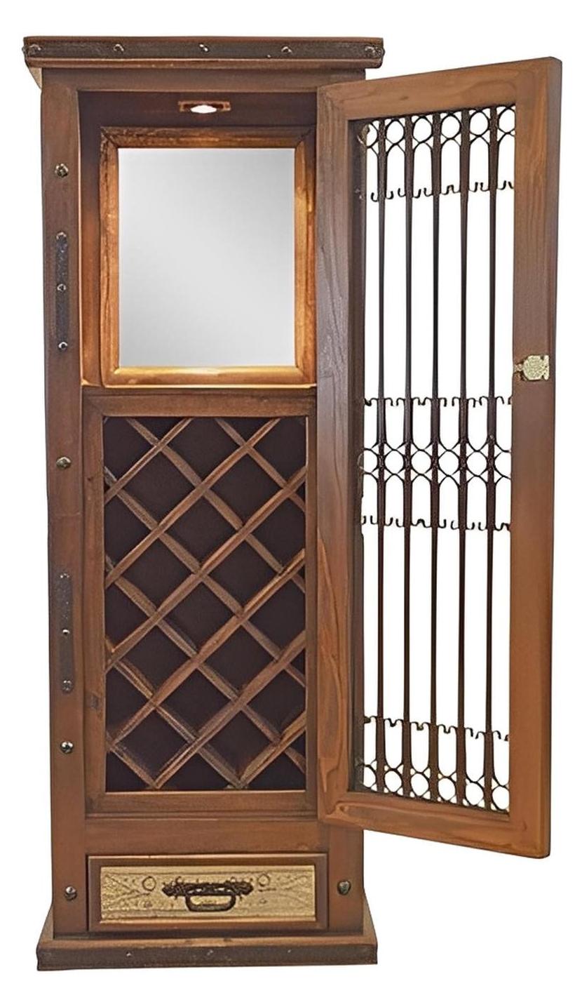 Rolling Hill 80" Tall Wine & Liquor Storage Cabinet / Bar with Lock / Cowhide Side Panels