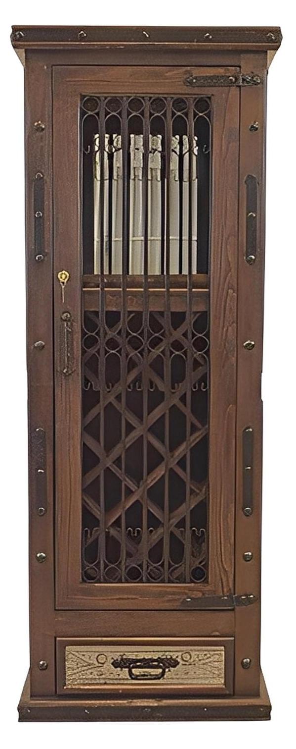 Rolling Hill 80" Tall Wine & Liquor Storage Cabinet / Bar with Lock / Cowhide Side Panels
