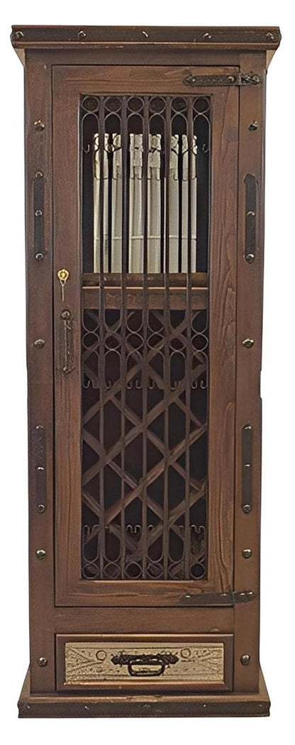 Rolling Hill 80" Tall Wine & Liquor Storage Cabinet / Bar with Lock / Cowhide Side Panels