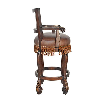 Genuine Leather Western Barstool with Caramel Fringe (2 or 3 Pack) 30"