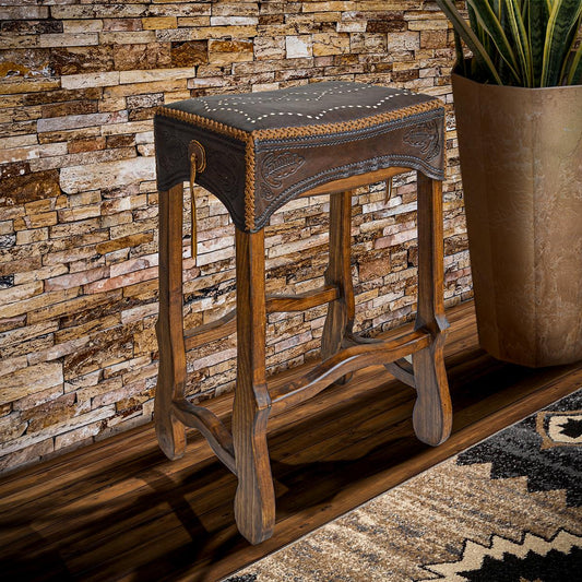 Hand Stitched Leather Saddle Barstool (2 or 3 Pack) 30" Tall