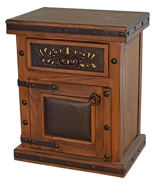 Turtle Canyon Hand Tooled Leather Nightstand