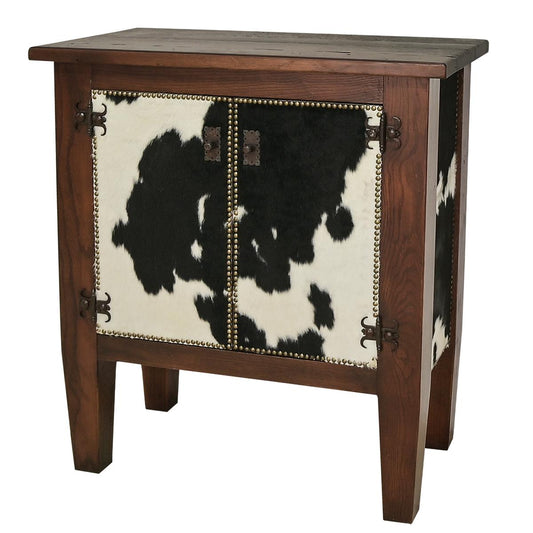 Mesquite Console Cabinet With Cowhide Doors
