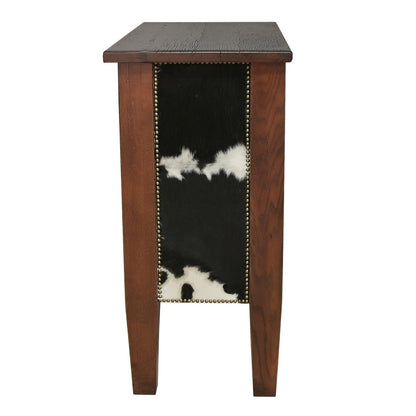 Mesquite Console Cabinet With Cowhide Doors