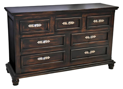 Night Moon Distressed Black Dresser