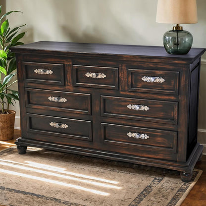 Night Moon Distressed Black Handcrafted Wood Bedroom Set - Includes Full Service Delivery