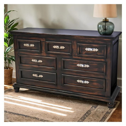 Night Moon Distressed Black Dresser