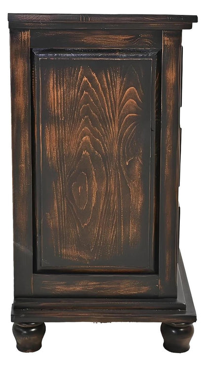 Night Moon Distressed Black Dresser