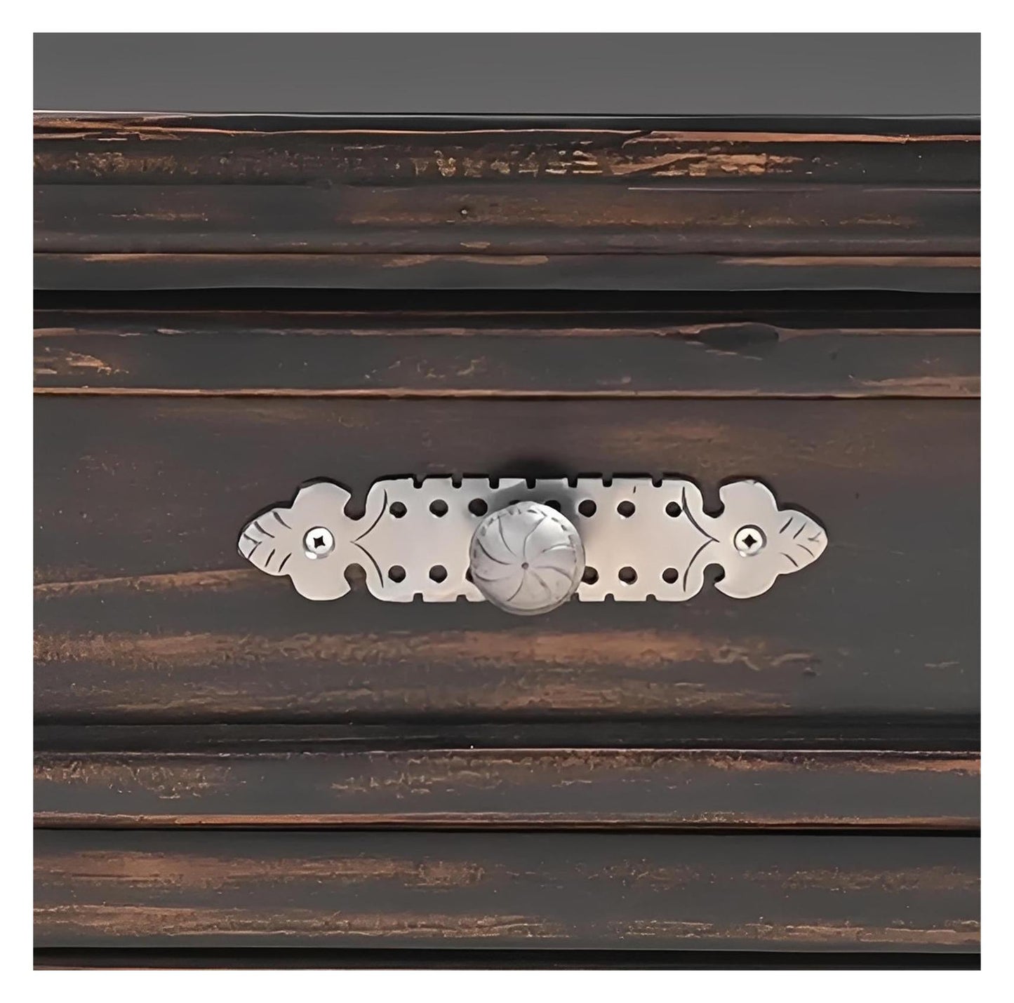 Night Moon Distressed Black Hand-Carved Wood Nightstands (2-Pack)