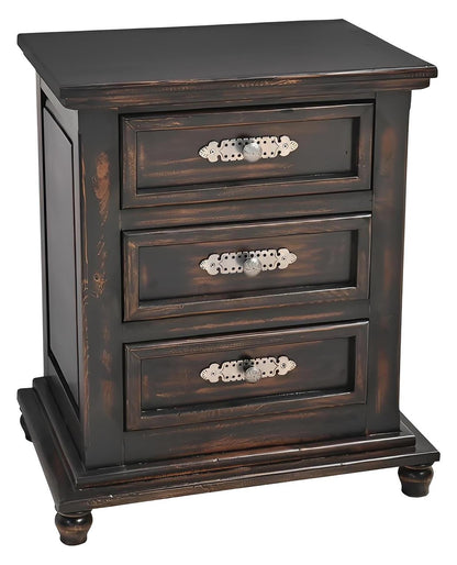 Night Moon Distressed Black Hand-Carved Wood Nightstands (2-Pack)
