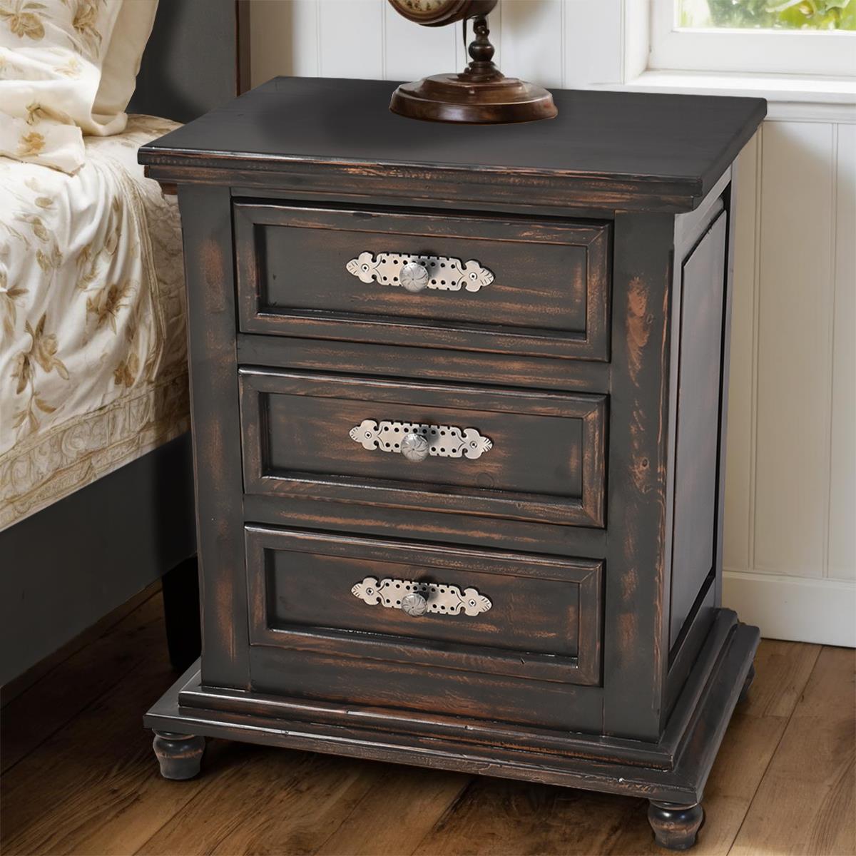 Night Moon Distressed Black Handcrafted Wood Bedroom Set - Includes Full Service Delivery