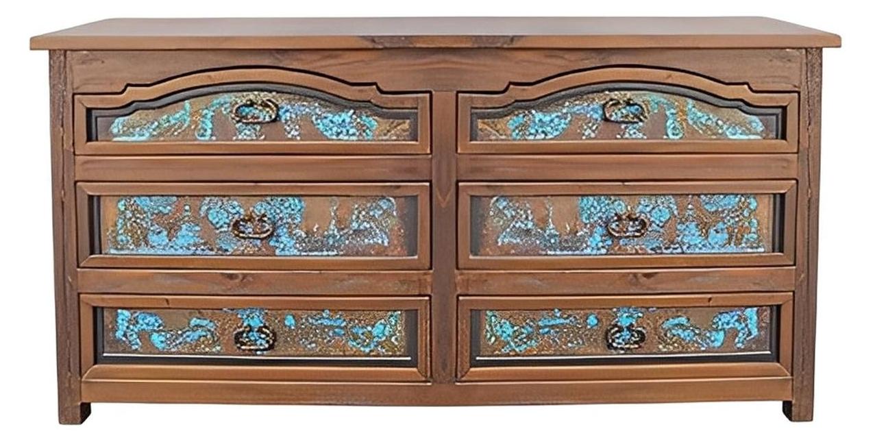 Mustang Hill Reclaimed Wood, Turquoise Copper Dresser