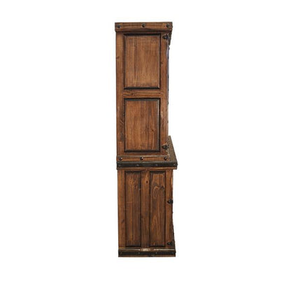 Silver Canyon Grid Door Copper Hutch With Wine Rack Vitrina (Includes Top And Bottom)