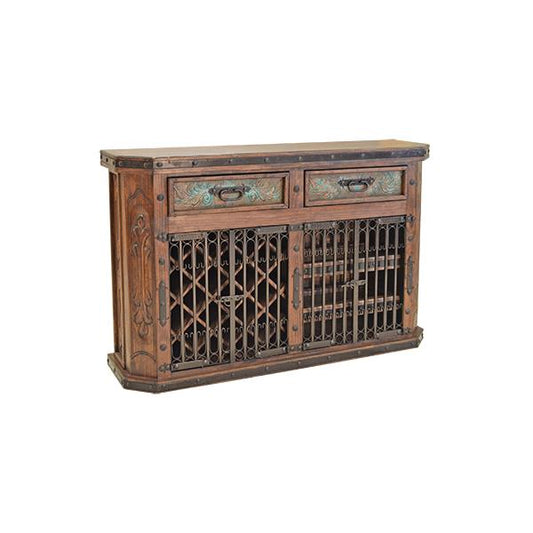 Thunder Ridge Wine Cabinet With Embossed Copper Drawers