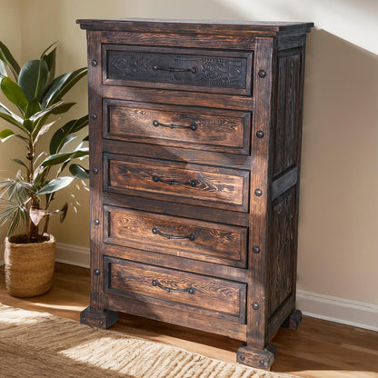 Prairie Canyon Rustic Carved Bedroom Set - Includes Full Service Delivery