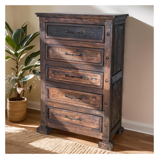 Prairie Canyon Chest of Drawers, Hand-Carved
