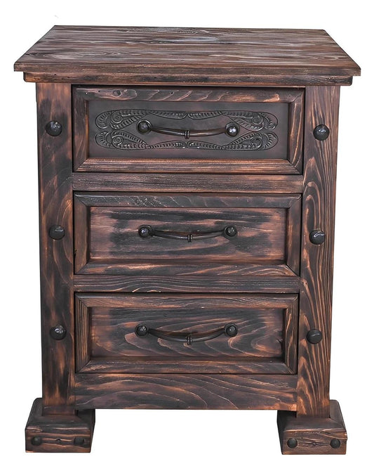 Prairie Canyon Nightstand, Hand-Carved