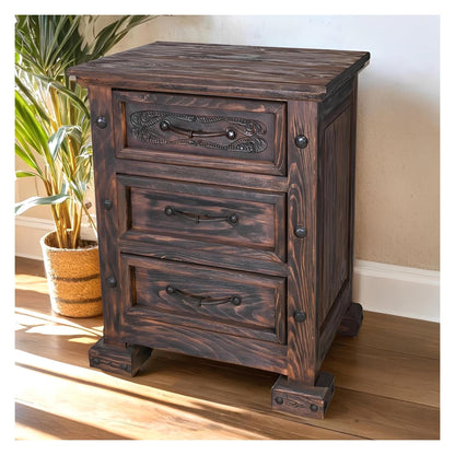 Prairie Canyon Nightstand, Hand-Carved