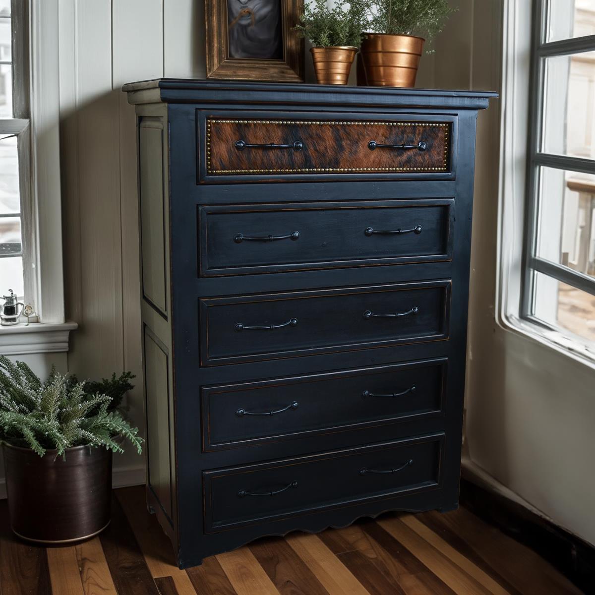 Ridge Creek Western Bedroom Set with Brown Brindle Cowhide - Includes Full Service Delivery