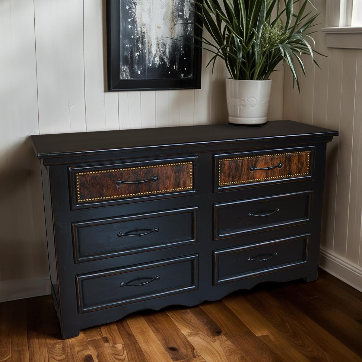 Ridge Creek Western Bedroom Set with Brown Brindle Cowhide - Includes Full Service Delivery