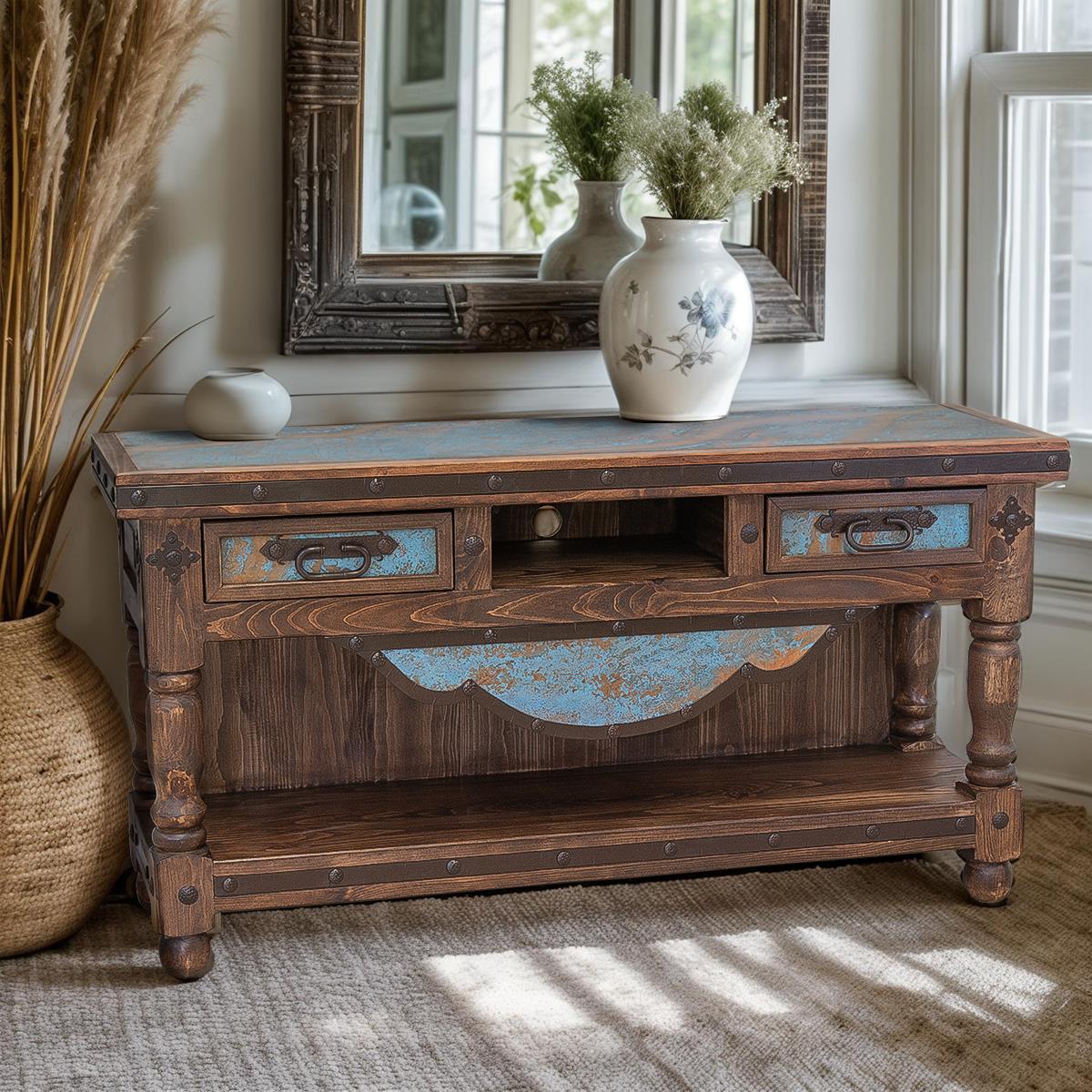 Sunset Hill Turquoise Copper 60" Tv Console