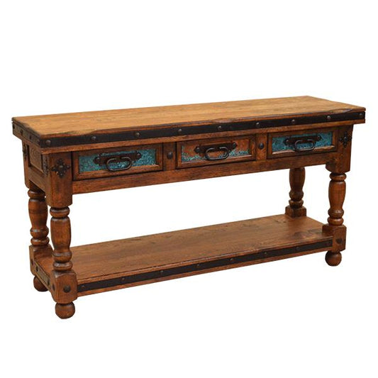 Cedar Plains 3 Drawer Turquoise Copper Console