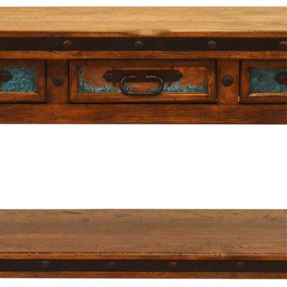 Cedar Plains 3 Drawer Turquoise Copper Console