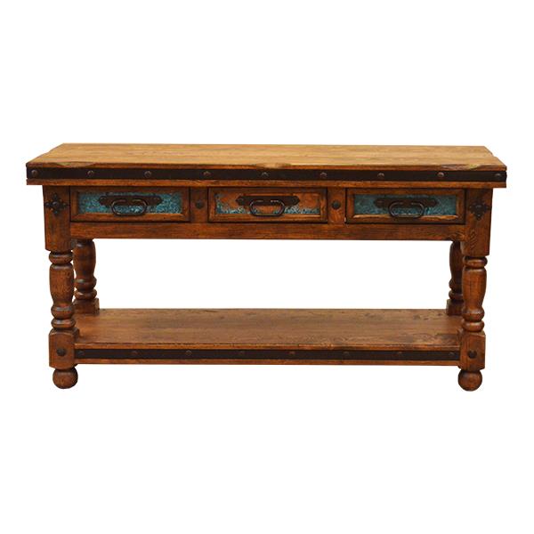 Cedar Plains 3 Drawer Turquoise Copper Console