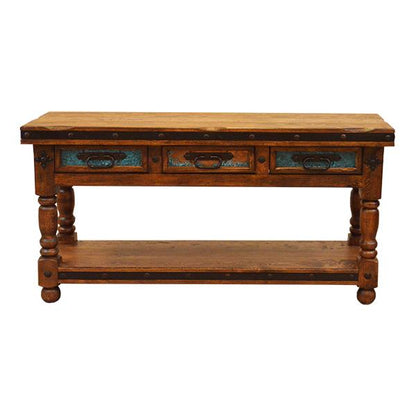 Cedar Plains 3 Drawer Turquoise Copper Console