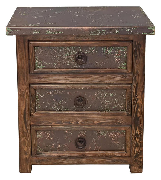 Durango 3-Drawer Copper Nightstand With Copper Top