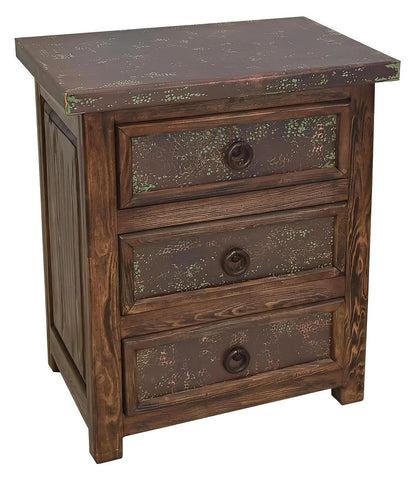Durango 3-Drawer Copper Nightstand With Copper Top